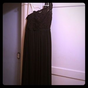 One shoulder black bridesmaid dress